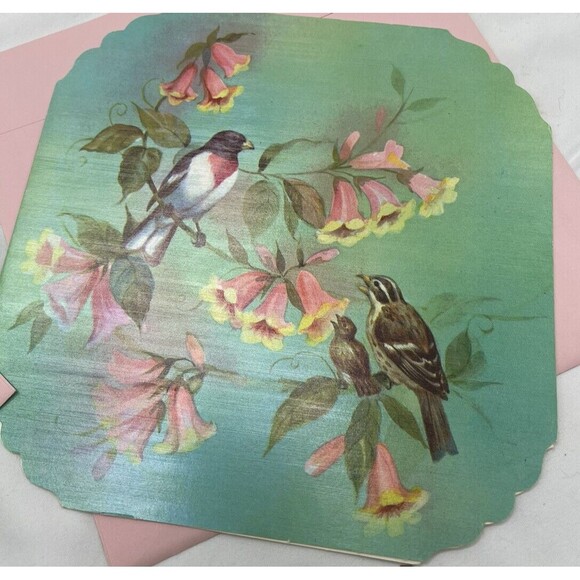 5 VINTAGE QUALITY CREST BEAUTIFUL BIRDS SCENES GREETING CARDS UNUSED ENVLEOPES - Picture 3 of 13